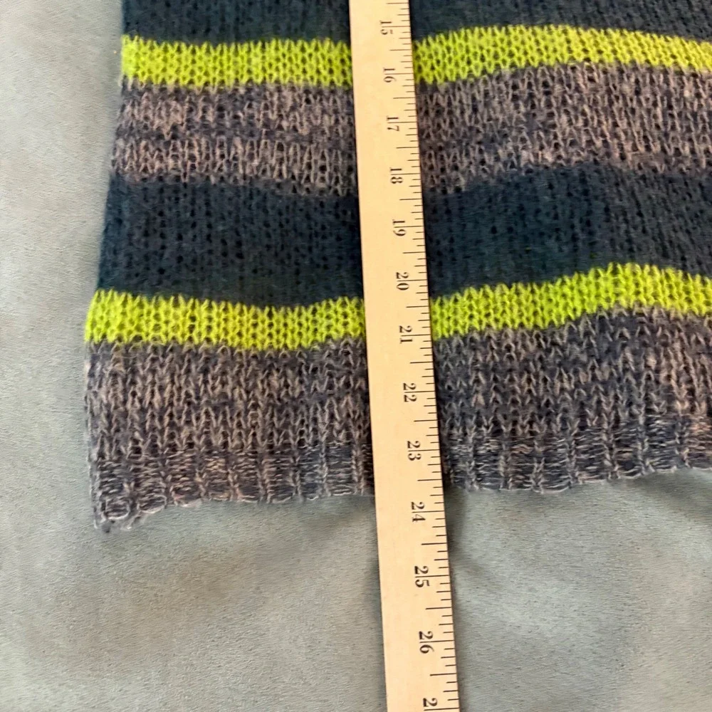 Vintage Y2K Sweater Bella Swan Green Gray‎ Stripe Womens XS Long Sleeves Knit